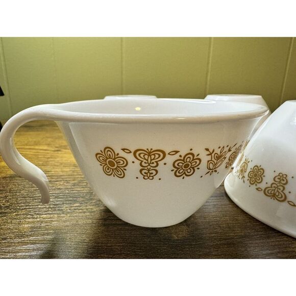 Vintage Corning Corelle Butterfly Gold Coffee Cup Vintage Open Hook Set Of 4 - Picture 1 of 6